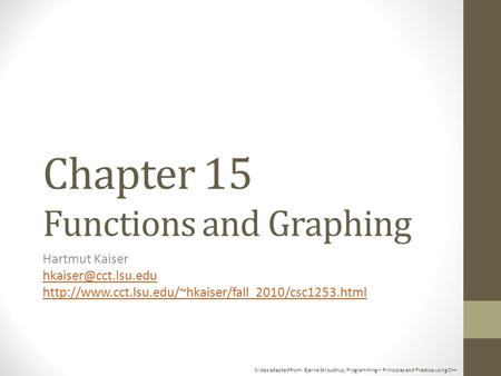 Chapter 15 Functions and Graphing