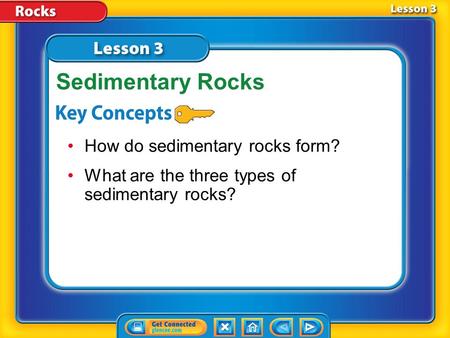 Lesson 3 Reading Guide - KC How do sedimentary rocks form? What are the three types of sedimentary rocks? Sedimentary Rocks.