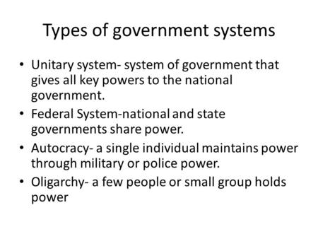 Types of government systems