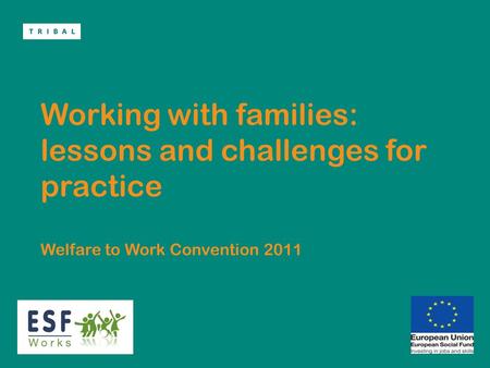 Working with families: lessons and challenges for practice Welfare to Work Convention 2011.