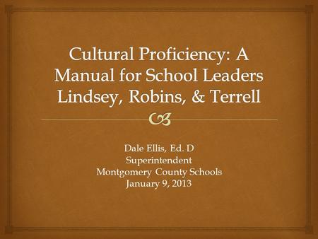 Dale Ellis, Ed. D Superintendent Montgomery County Schools January 9, 2013.