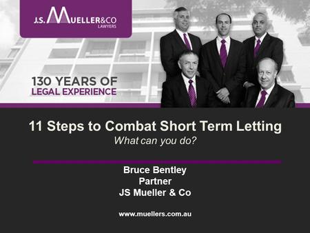 Bruce Bentley Partner JS Mueller & Co www.muellers.com.au.
