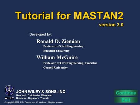 Tutorial for MASTAN2 version 3.0