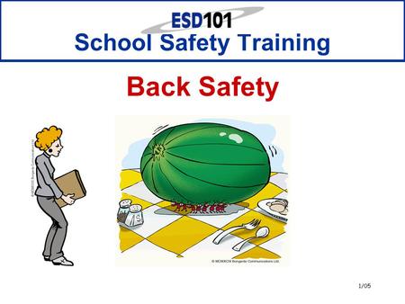 1/05 School Safety Training Back Safety. 2 Notice  This presentation is provided to all Educational Service District 101 (ESD 101) schools at no cost.