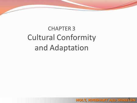 CHAPTER 3 Cultural Conformity and Adaptation