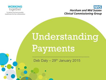 Understanding Payments Deb Daly – 29 th January 2015.