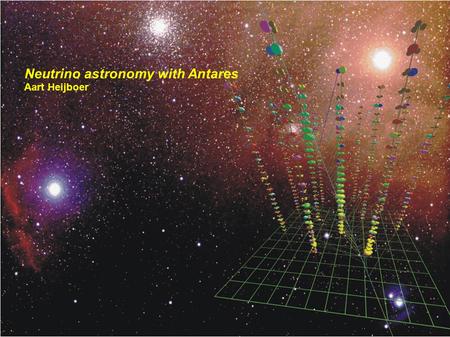 Neutrino astronomy with Antares Aart Heijboer. Research to fundamental building blocks of matter Research on the Universe using those particles.