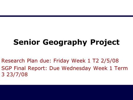 Senior Geography Project