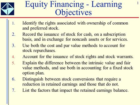 Equity Financing - Learning Objectives