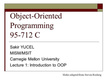 Object-Oriented Programming C