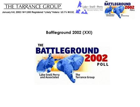 January 6-8, 2002 / N=1,000 Registered “Likely”Voters / ±3.1% M.O.E. Battleground 2002 (XXI)