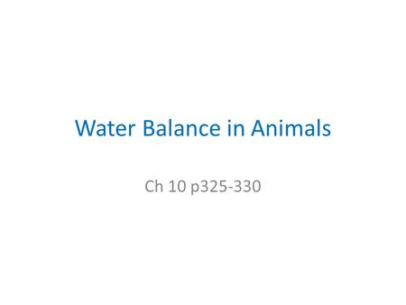 Water Balance in Animals