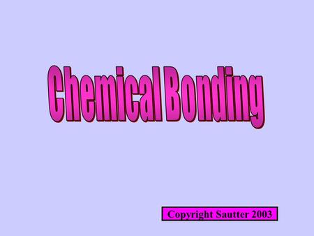 Copyright Sautter 2003. Cl H CHEMICAL BONDS BONDS HOLD ATOMS TOGETHER TO FORM MOLECULES.
