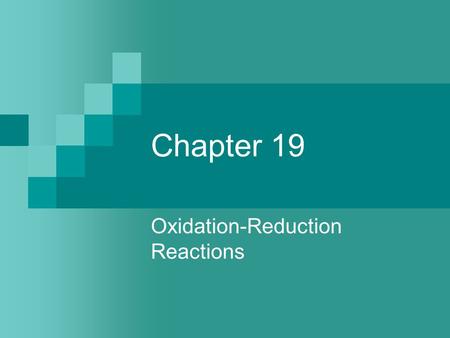 Oxidation-Reduction Reactions