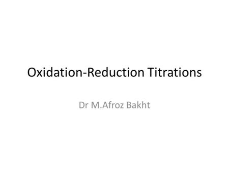 Oxidation-Reduction Titrations
