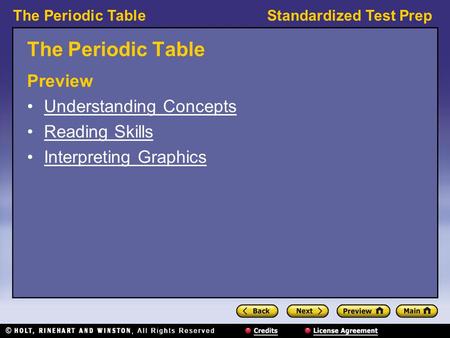 The Periodic Table Preview Understanding Concepts Reading Skills
