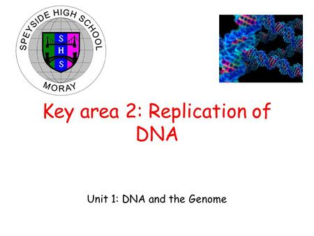 Unit 1: DNA and the Genome Key area 2: Replication of DNA.