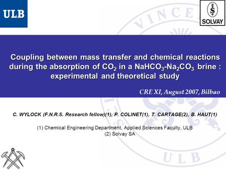 Coupling between mass transfer and chemical reactions during the absorption of CO2 in a NaHCO3-Na2CO3 brine : experimental and theoretical study CRE XI,