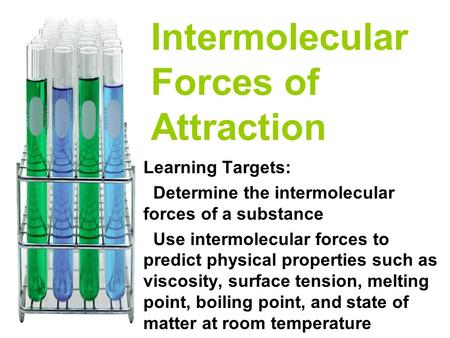 Intermolecular Forces of Attraction
