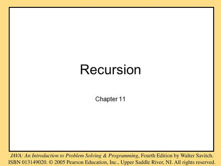 Recursion Chapter 11. Objectives become familiar with the idea of recursion learn to use recursion as a programming tool become familiar with the binary.