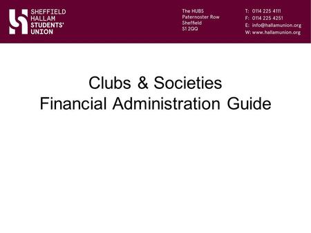 Clubs & Societies Financial Administration Guide.