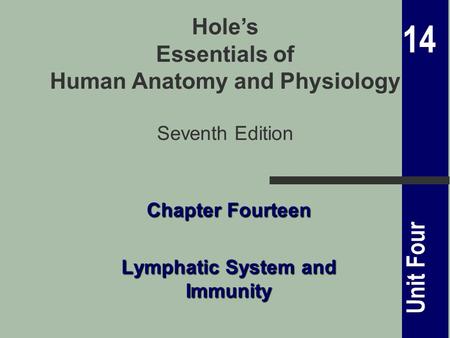14 Unit Four Hole’s Essentials of Human Anatomy and Physiology Seventh Edition Chapter Fourteen Lymphatic System and Immunity.