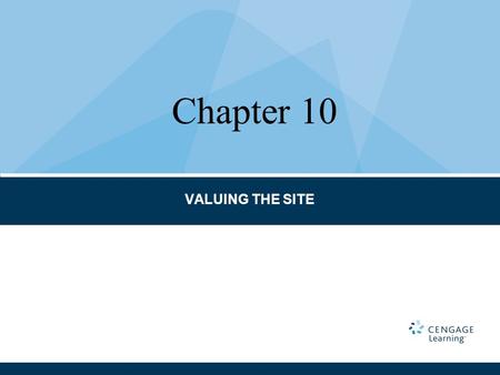 VALUING THE SITE Chapter 10. CHAPTER TERMS AND CONCEPTS Abstraction method Allocation method Developer’s profit Development method Elements of comparison.