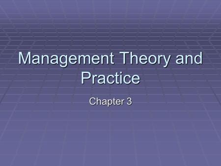 Management Theory and Practice Chapter 3. Facility Management  Facility Management focuses on managing equipment and structures to make sure they are.