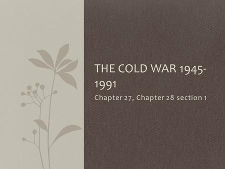 Chapter 27, Chapter 28 section 1 THE COLD WAR 1945- 1991.