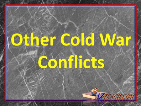 Other Cold War Conflicts. Korea is divided at the 38 th parallel in 1945 U.S. controls the South, the Soviets the North Each country sets up governments.