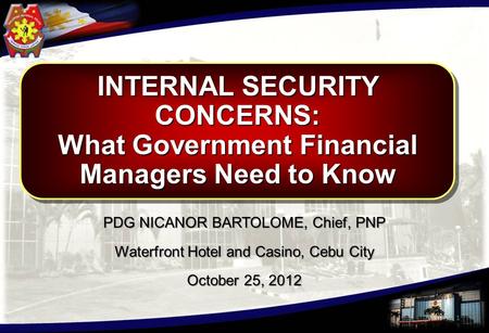 INTERNAL SECURITY CONCERNS: What Government Financial Managers Need to Know INTERNAL SECURITY CONCERNS: What Government Financial Managers Need to Know.