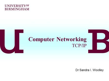 Computer Networking TCP/IP Dr Sandra I. Woolley. 2 Contents  TCP/IP –Overview –IPv4 –Classful addressing –Subnetting and Supernetting –Classless Inter-Domain.