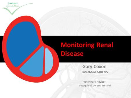 Monitoring Renal Disease Gary Coxon BVetMed MRCVS Veterinary Advisor Vetoquinol UK and Ireland.