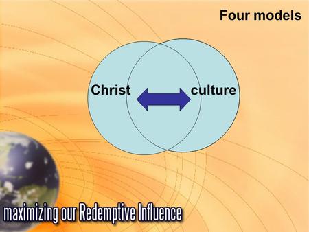 Christ Four models culture. “To be a disciple of Jesus means to live life not standing against, or closing in, or shutting out, but walking alongside.”-