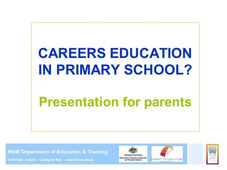 CAREERS EDUCATION IN PRIMARY SCHOOL? Presentation for parents