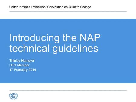 Introducing the NAP technical guidelines Thinley Namgyel LEG Member 17 February 2014.