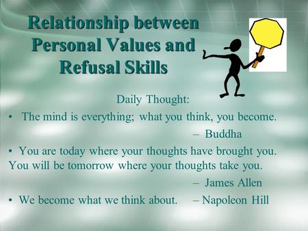 Relationship between Personal Values and Refusal Skills