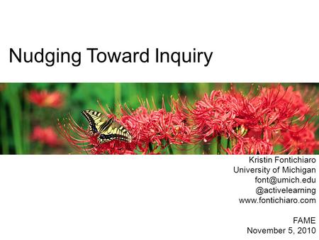 Nudging Toward Inquiry Kristin Fontichiaro University of  FAME November 5, 2010.