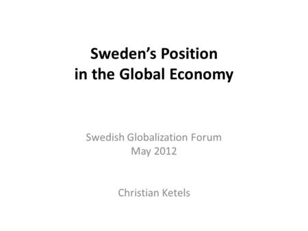 Sweden’s Position in the Global Economy