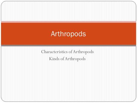 Characteristics of Arthropods Kinds of Arthropods