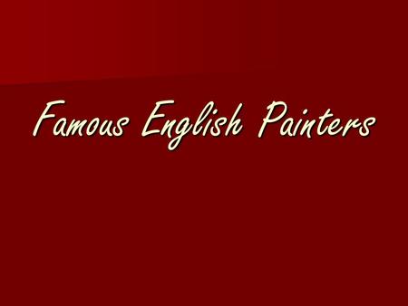 Famous English Painters