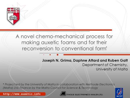 Joseph N. Grima, Daphne Attard and Ruben Gatt Department of Chemistry, University of Malta A novel chemo-mechanical process for.