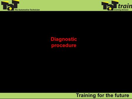 Diagnostic procedure Training for the future. So, where do we start? Diagnostic Procedure.