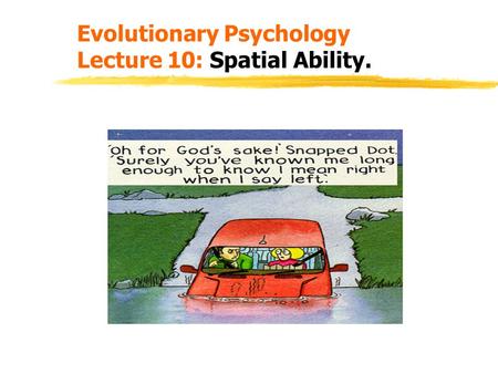 Evolutionary Psychology Lecture 10: Spatial Ability.