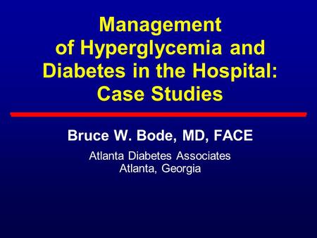 Management of Hyperglycemia and Diabetes in the Hospital: Case Studies