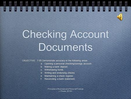 Checking Account Documents