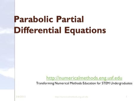 Parabolic Partial Differential Equations