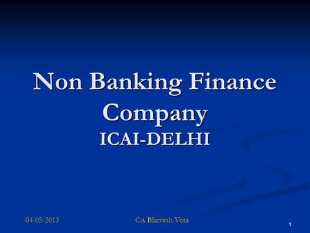 Non Banking Finance Company ICAI-DELHI