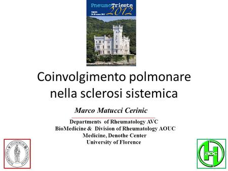 Coinvolgimento polmonare nella sclerosi sistemica Marco Matucci Cerinic Departments of Rheumatology AVC BioMedicine & Division of Rheumatology AOUC Medicine,