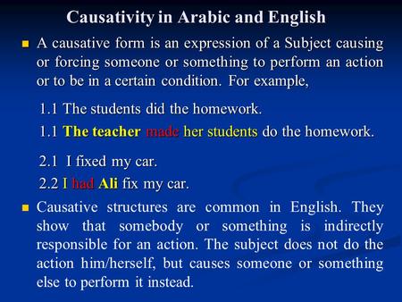 Causativity in Arabic and English